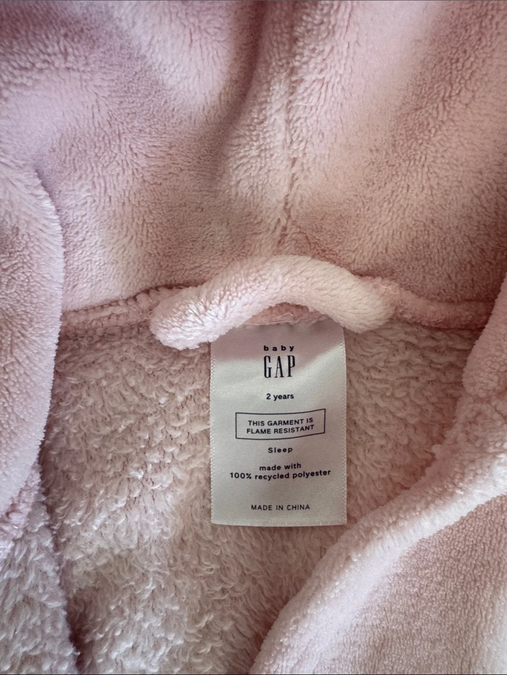 Baby Gap Size 2 Plush Pink Hooded Kids Robe with Ears